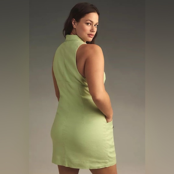 Anthropologie Maeve Linen Collared Button-Front Mini Dress - Picture 3 of 13